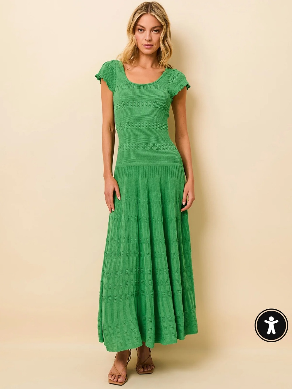 SOLID & STRIPED Green Knit Maxi Dress